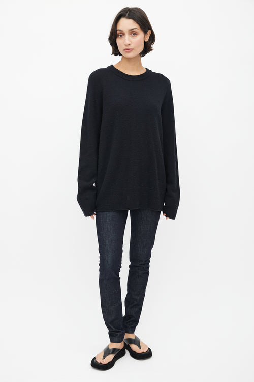 The Row Black Wool Knit Sweater