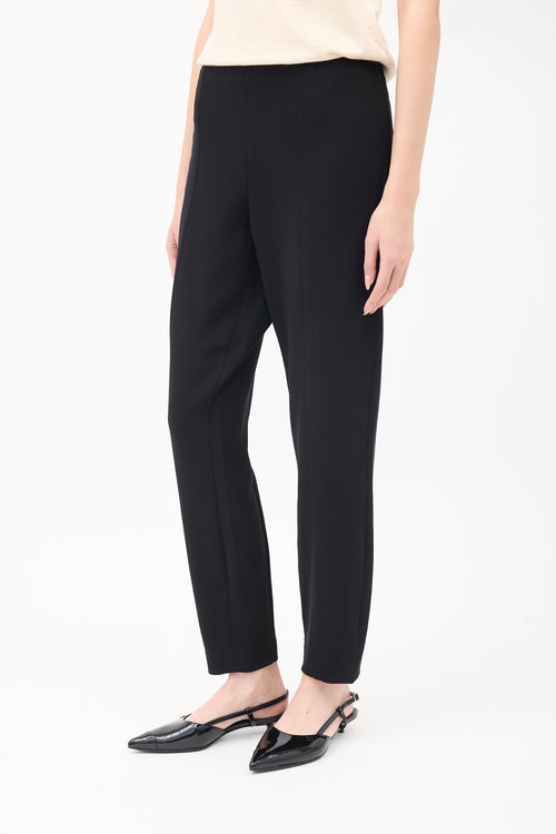 The Row Black Wool Tapered Trouser