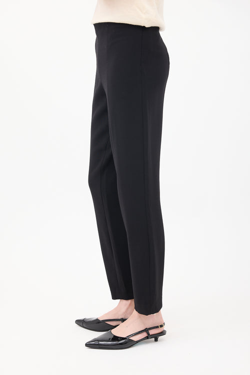 The Row Black Wool Tapered Trouser