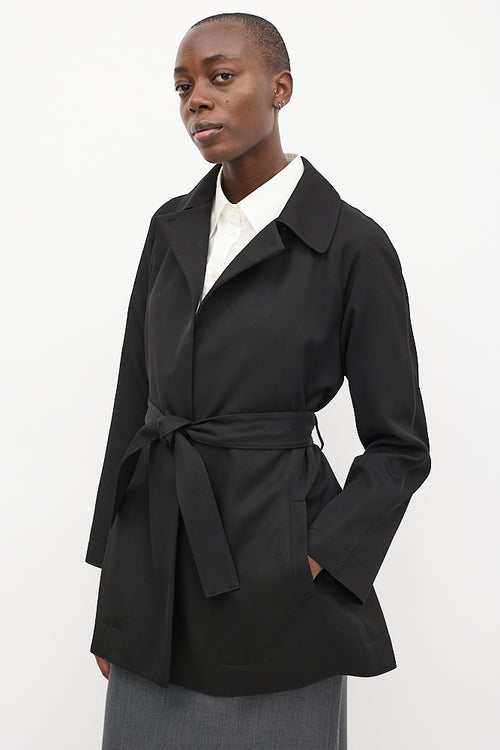 The Row Black Open Belted Coat