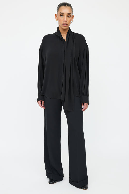 The Row Black Silk Layered Shirt