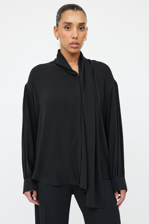 The Row Black Silk Layered Shirt