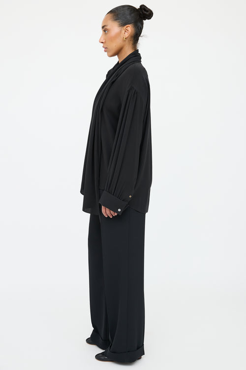 The Row Black Silk Layered Shirt