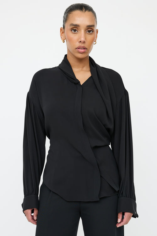 The Row Black Silk Layered Shirt