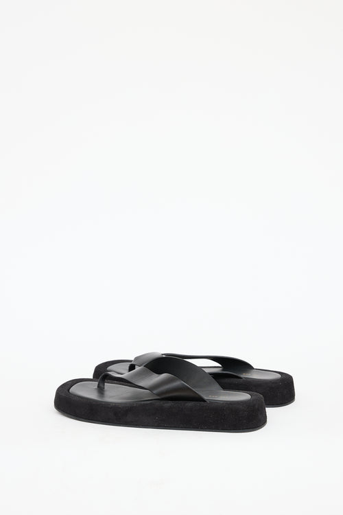 The Row Black Leather Ginza Sandal