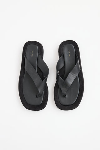 The Row Black Leather Ginza Sandal