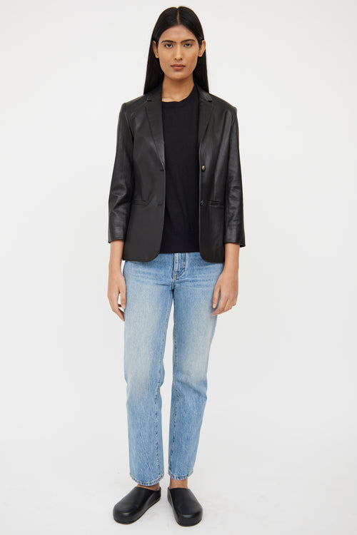 Black Leather Nalbon Blazer