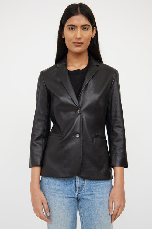 Black Leather Nalbon Blazer