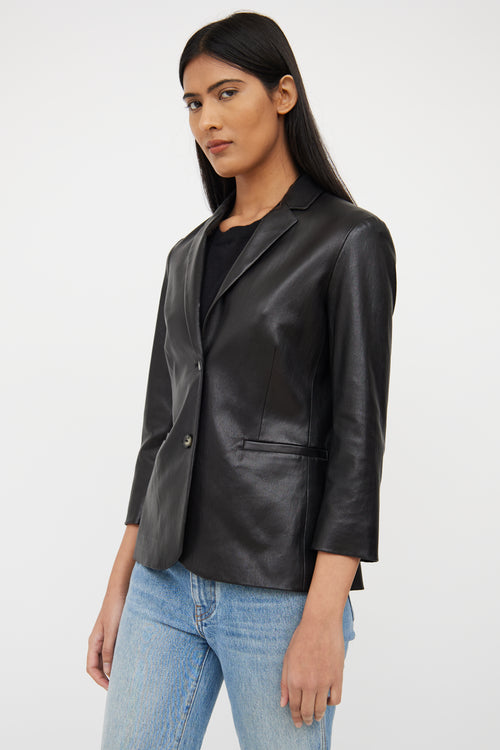 Black Leather Nalbon Blazer