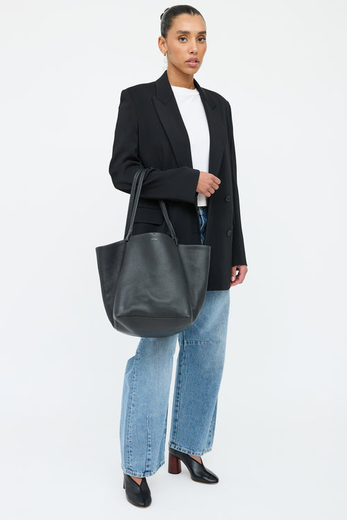 The Row Black Leather Park Three Tote