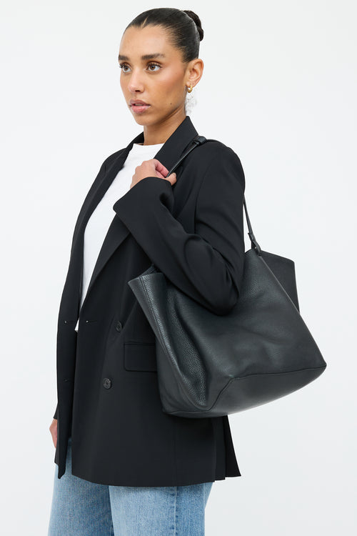 The Row Black Leather Park Three Tote