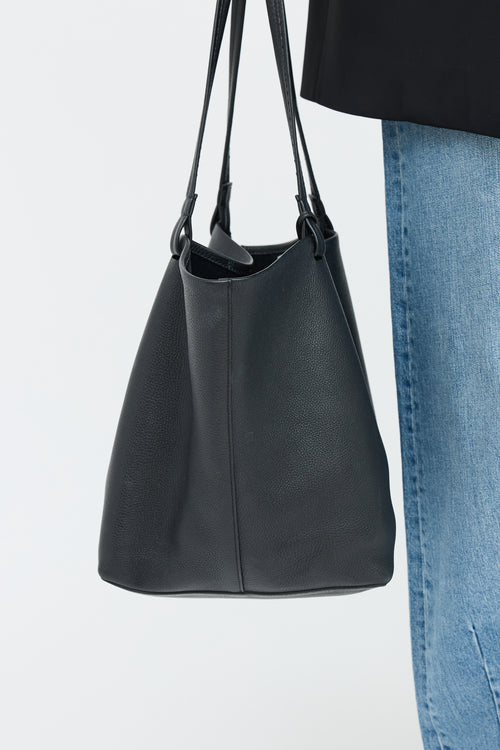 The Row Black Leather Park Three Tote