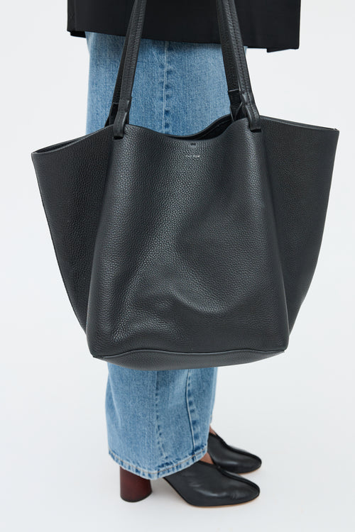 The Row Black Leather Park Three Tote