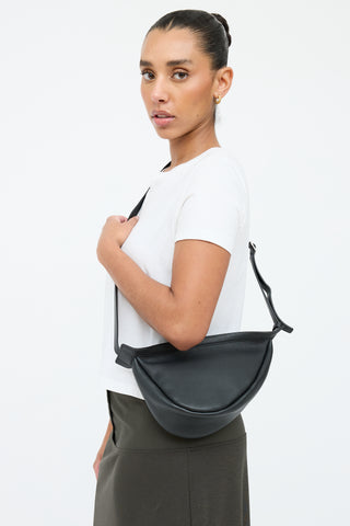 The Row Black Leather Slouchy Banana Bag