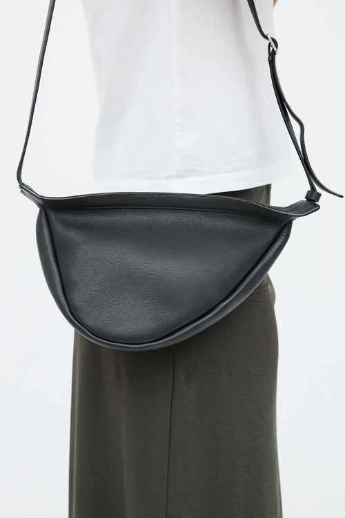 The Row Black Leather Slouchy Banana Bag