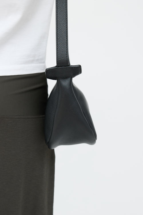 The Row Black Leather Slouchy Banana Bag