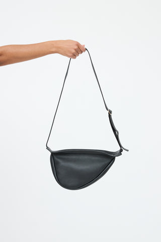 The Row Black Leather Slouchy Banana Bag