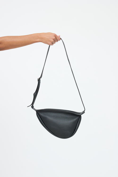 The Row Black Leather Slouchy Banana Bag