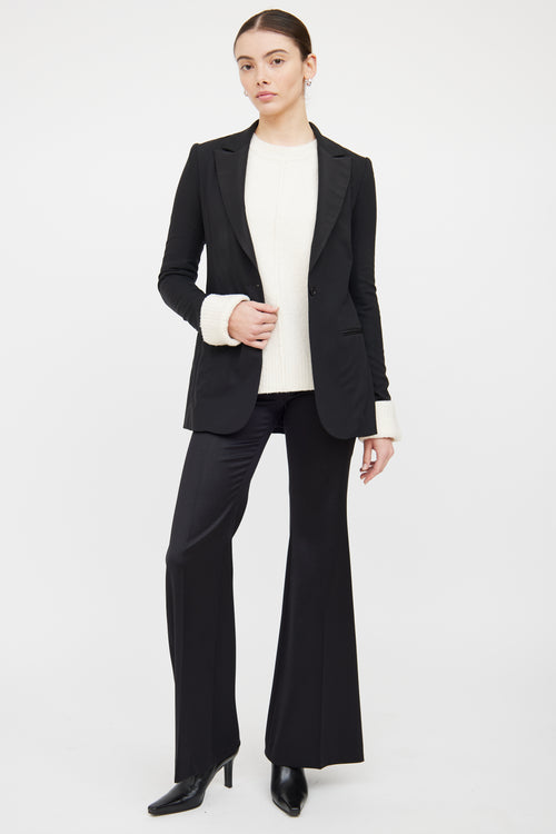 The Row Black Peak Lapel Wool Blazer