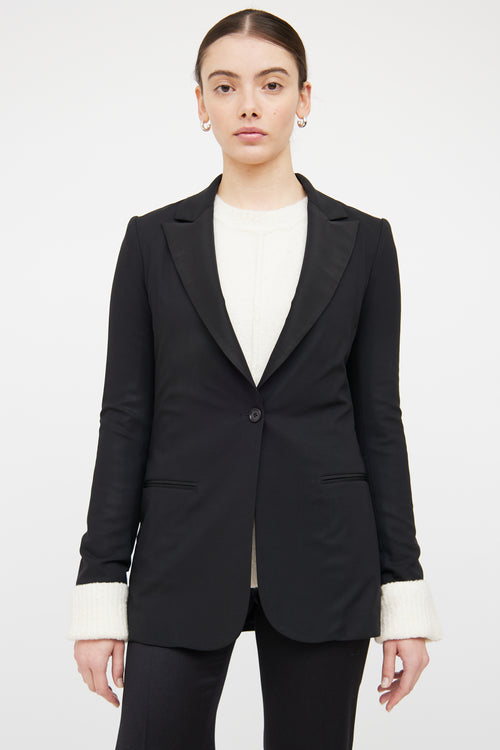 The Row Black Peak Lapel Wool Blazer