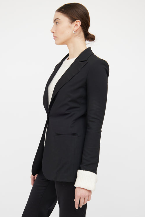 The Row Black Peak Lapel Wool Blazer