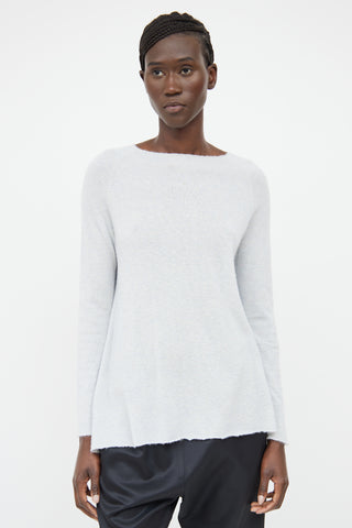 The Row Blue Cashmere 
Silk Long Sleeve Sweater