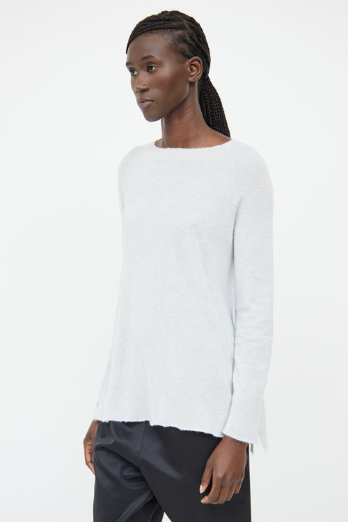 The Row Blue Cashmere 
Silk Long Sleeve Sweater