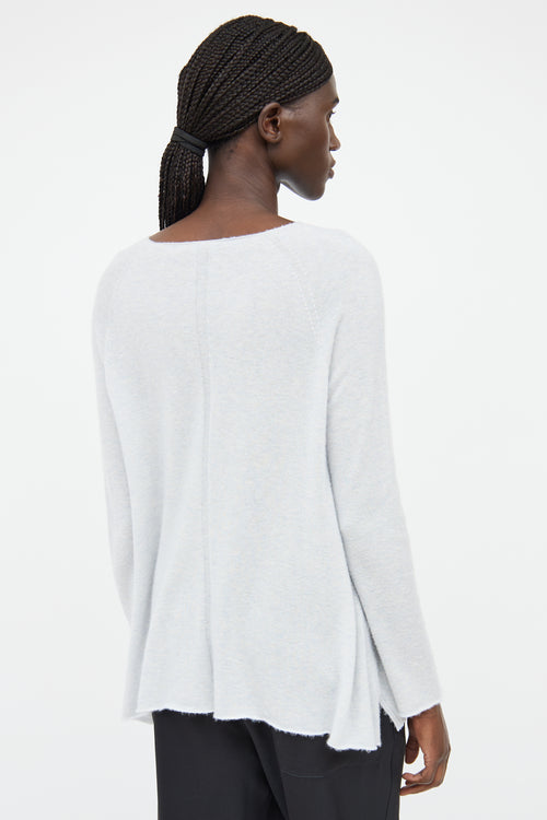 The Row Blue Cashmere 
Silk Long Sleeve Sweater