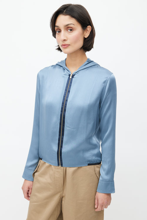 The Row Blue Hooded Zip Top