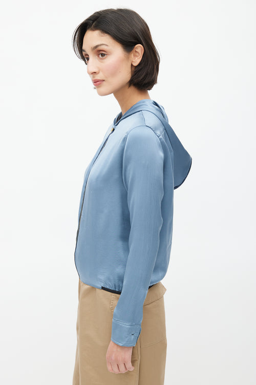 The Row Blue Hooded Zip Top