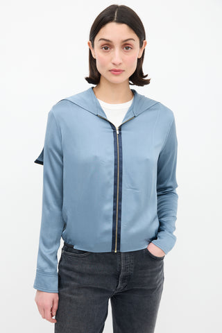 The Row Blue Zip Up Hoodie