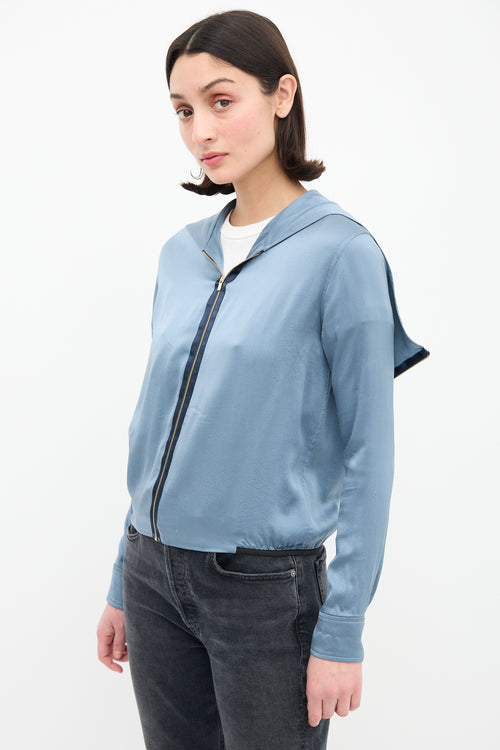 The Row Blue Zip Up Hoodie