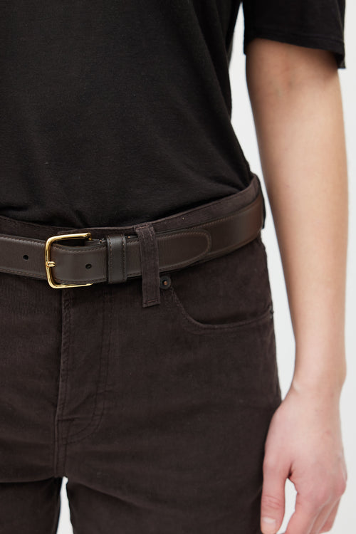 The Row Brown 
Gold Leather Belt