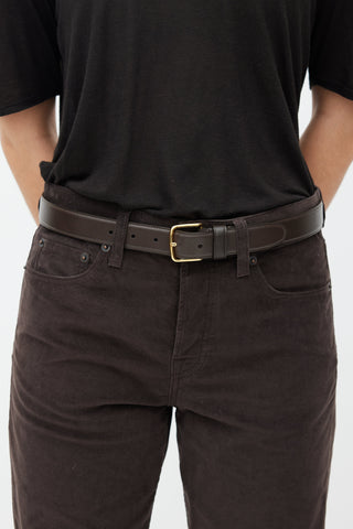 The Row Brown 
Gold Leather Belt