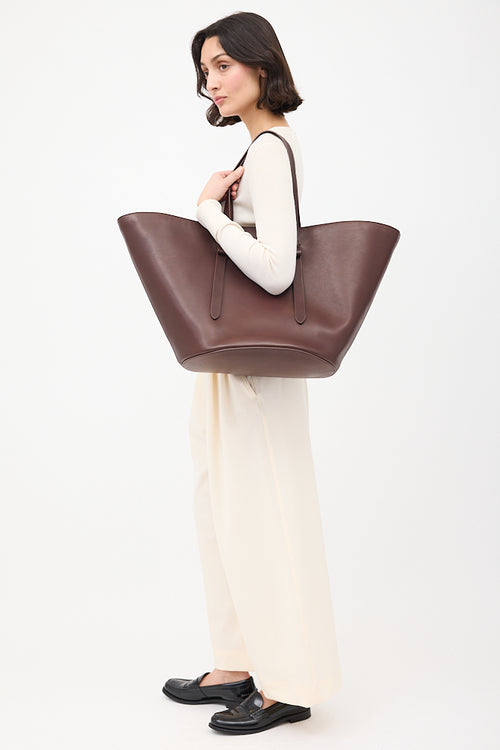 The Row Burgundy Leather Jasper Tote