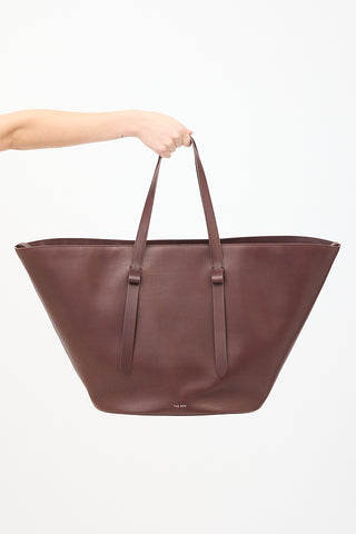 The Row Burgundy Leather Jasper Tote