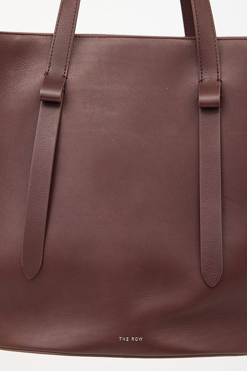 The Row Burgundy Leather Jasper Tote