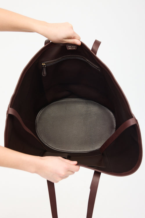 The Row Burgundy Leather Jasper Tote