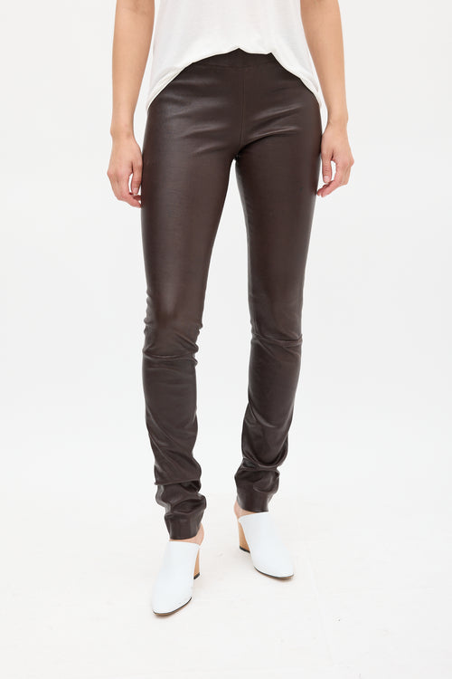 The Row Brown Leather Legging