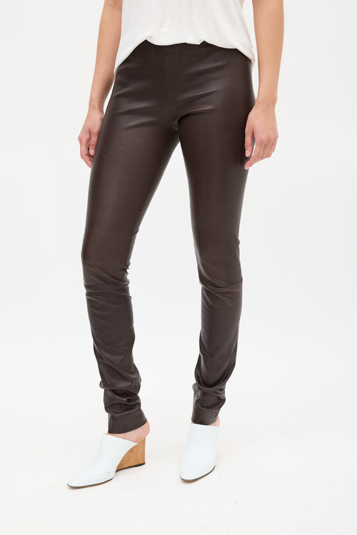 The Row Brown Leather Legging