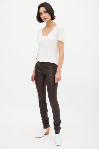 The Row Brown Leather Legging