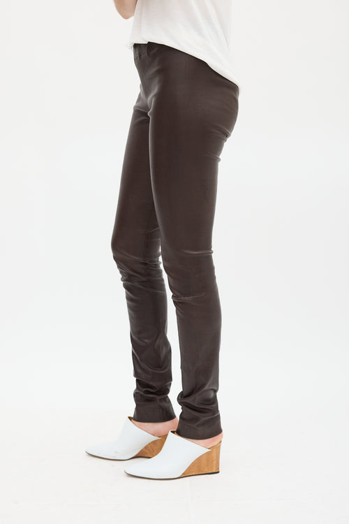 The Row Brown Leather Legging