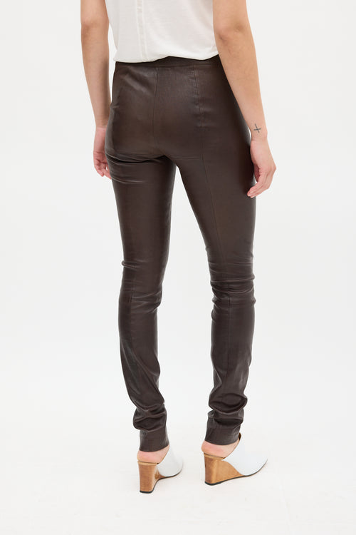 The Row Brown Leather Legging