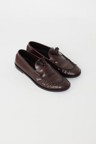 The Row Brown Leather Tassel Loafer