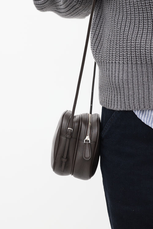 The Row Brown Leather Twin Two Mini Bag