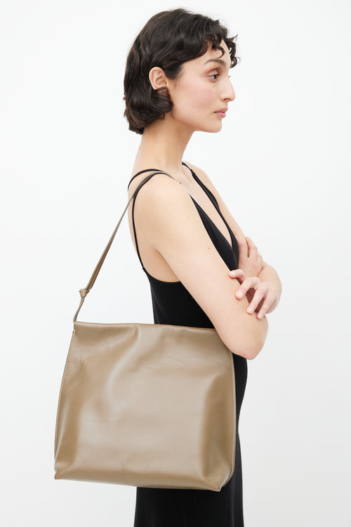 The Row Brown Leather Wander Shoulder Bag