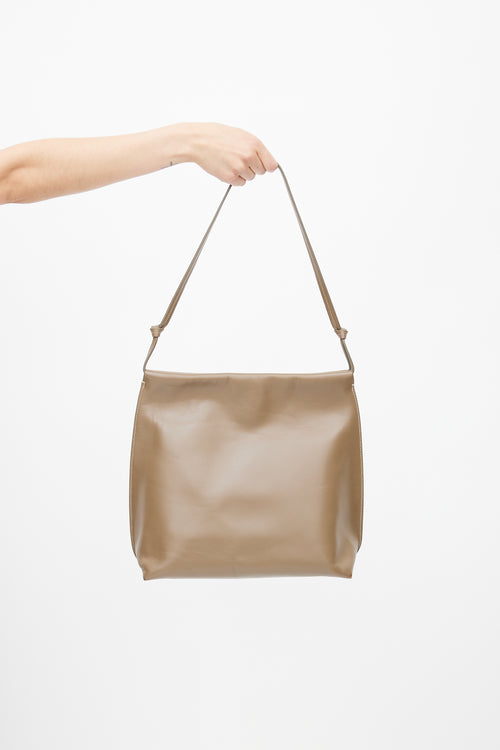 The Row Brown Leather Wander Shoulder Bag