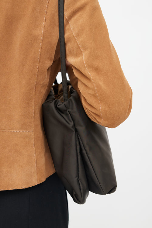 The Row Brown Nylon XL Bourse Shoulder Bag