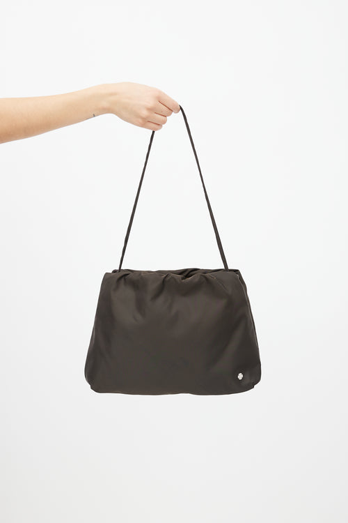 The Row Brown Nylon XL Bourse Shoulder Bag