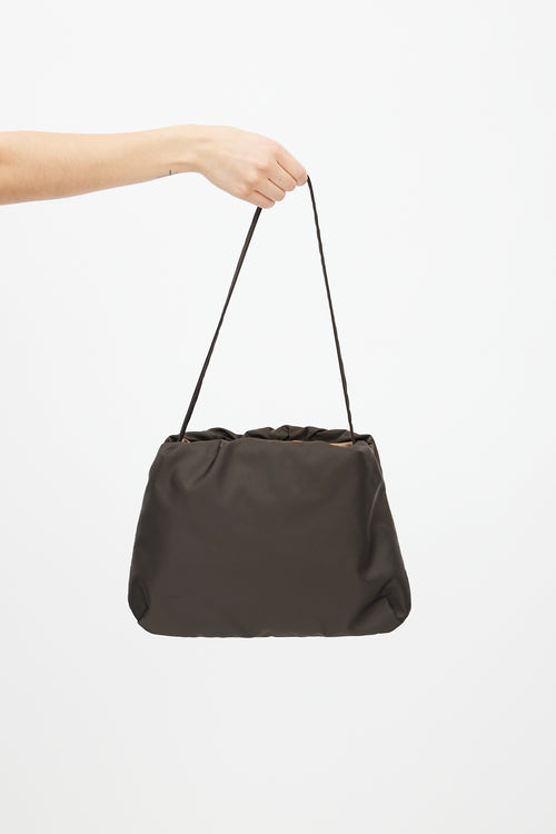 The Row Brown Nylon XL Bourse Shoulder Bag